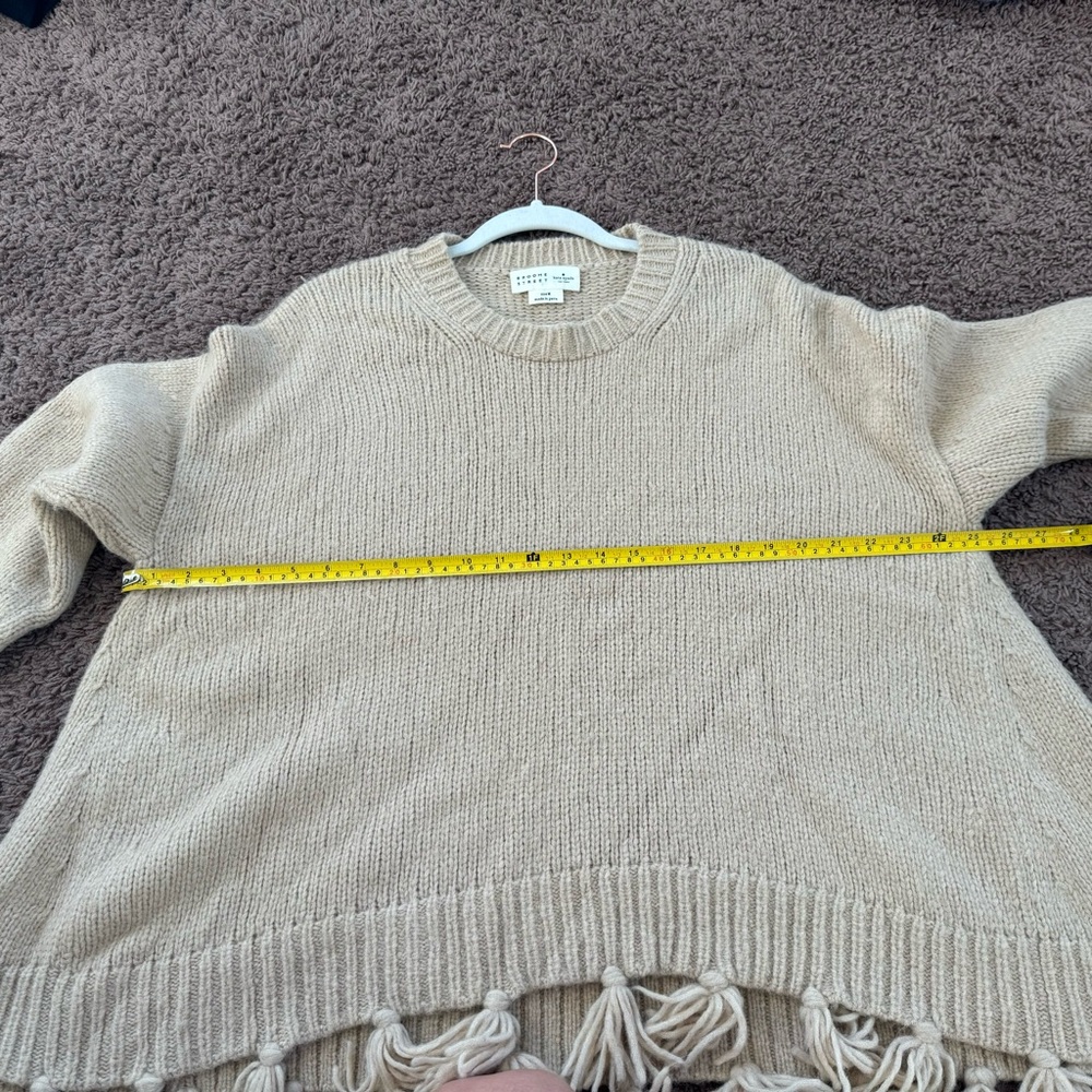 Kate Spade Broome Street Alpaca Tassel Sweater Warm Caramel Beige Wool M $348 - Picture 8 of 9